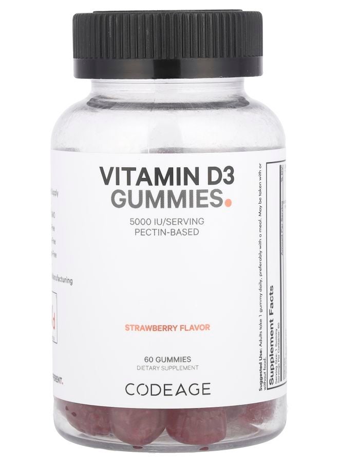 Codeage Vitamin D3 Gummies Strawberry 5000 IU 60 Gummies - Image 1