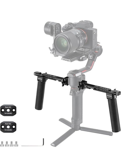 NEEWER Dual Handgrip Compatible with DJI RS4 RS4 Pro RS3 RS3 Pro RS2 RSC2 Ronin S SC Gimbal, Dual Handle Kit with 2 Mini NATO Rails, Quick Release NATO Clamps, 1/4" & 3/8" Threads, GA006