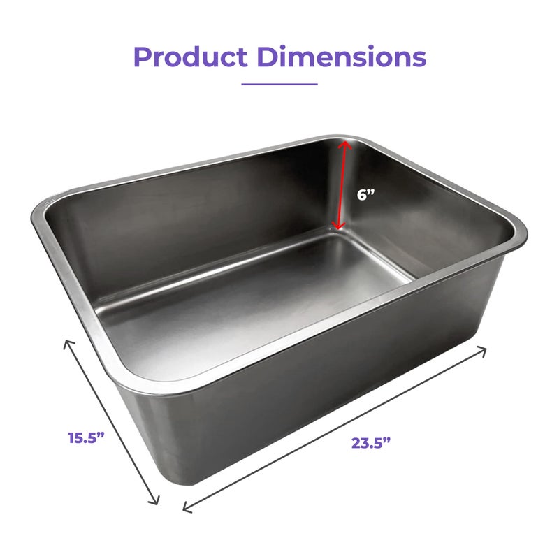 iPrimio Stainless Steel Litter Box - No Stick Litter Pan for Cats - XL Cat Box with Teflon Coating - Never Absorbs Odor or Rust - Ergonomic, Easy to Clean, Durable, Nonstick, Spacious Litter Pan - Image 3