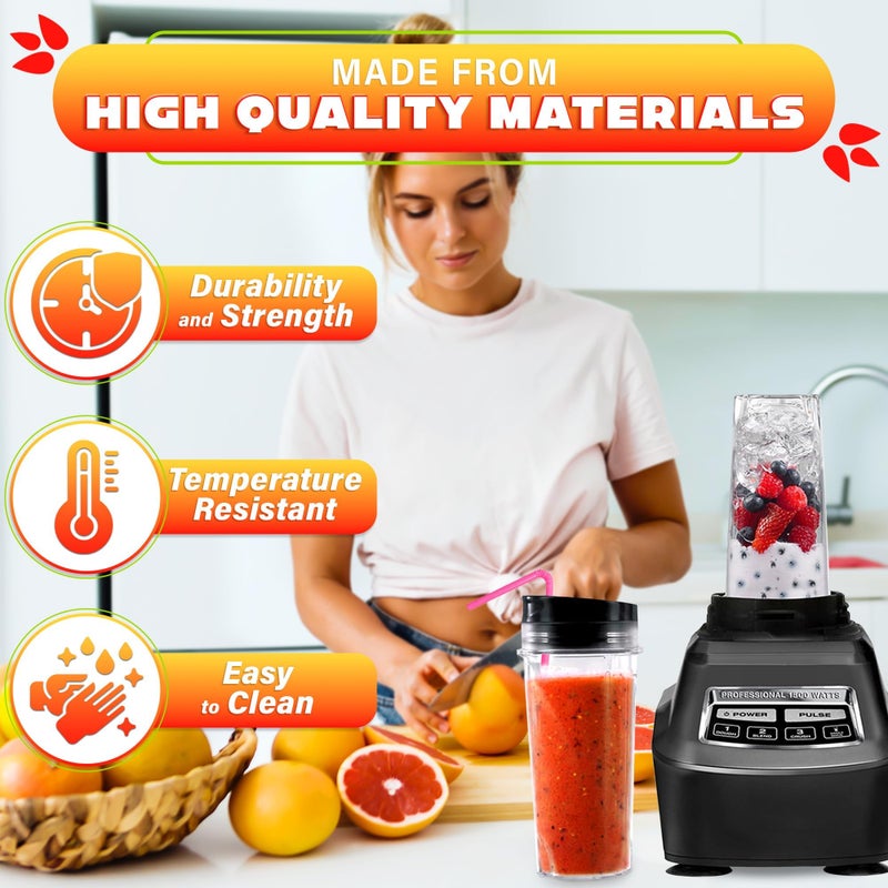 KETAR 2Pcs Single Serve Blender Cup with Lid - 16 Oz Cup Blender for Smoothies Ninja Blender Cups Replacement - 4 Tabs Single Serving Blender Bottle Lid For Bl770 Bl780 Bl660 Bl740 Nutri Ninja Blenders - Image 4