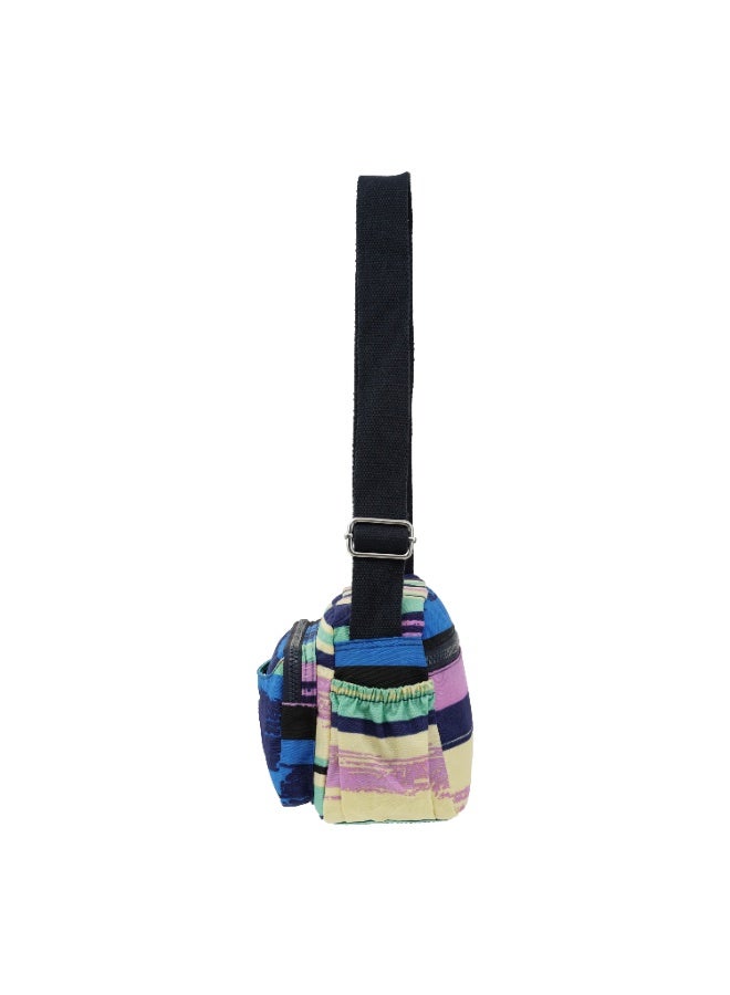 Caprice Collection Unisex Small Crossbody Bag – Waterproof Nylon, Lightweight & Compact, Multi-Color Horizontal Stripes - Image 2