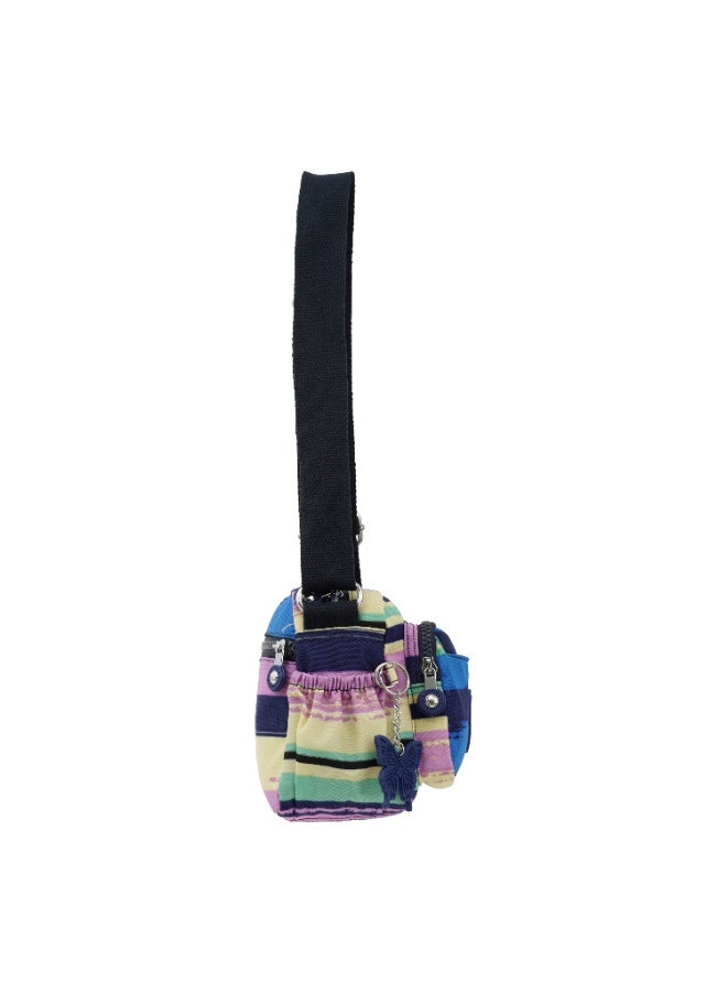 Caprice Collection Unisex Small Crossbody Bag – Waterproof Nylon, Lightweight & Compact, Multi-Color Horizontal Stripes - Image 4