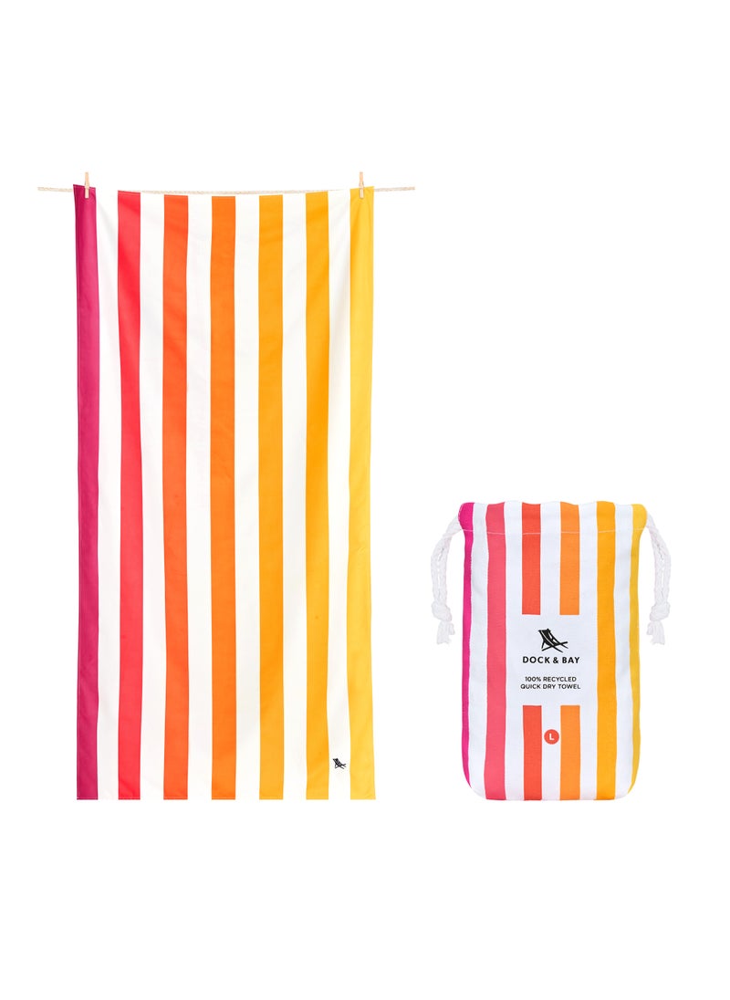Dock & Bay Dock & Bay Beach Towel, Super Absorbent, Quick Dry, Sand Free, Compact & Lightweight, 100% Recycled Materials, Includes bag - Large (160x90cm) - PEACH SUNRISE  - Image 1