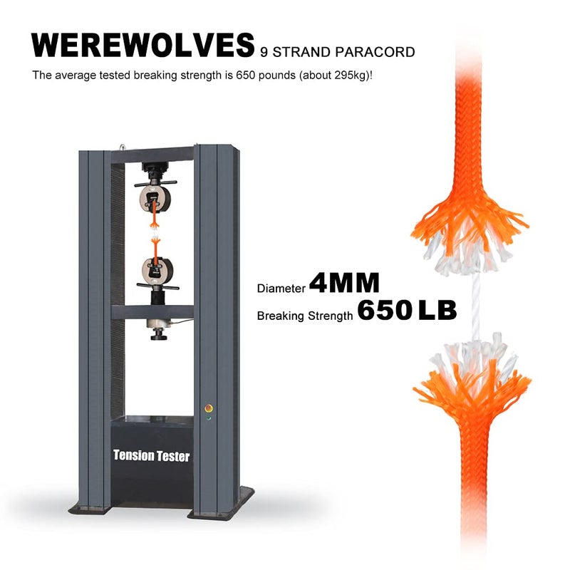 WEREWOLVES 650lb Paracord/Parachute Cord - 9 Strand Paracord Rope - 100', 200' Spools of Parachute Cord, Type III Paracord for Camping, Survival (Neon (Safety) Orange, 100 Feet) - Image 4