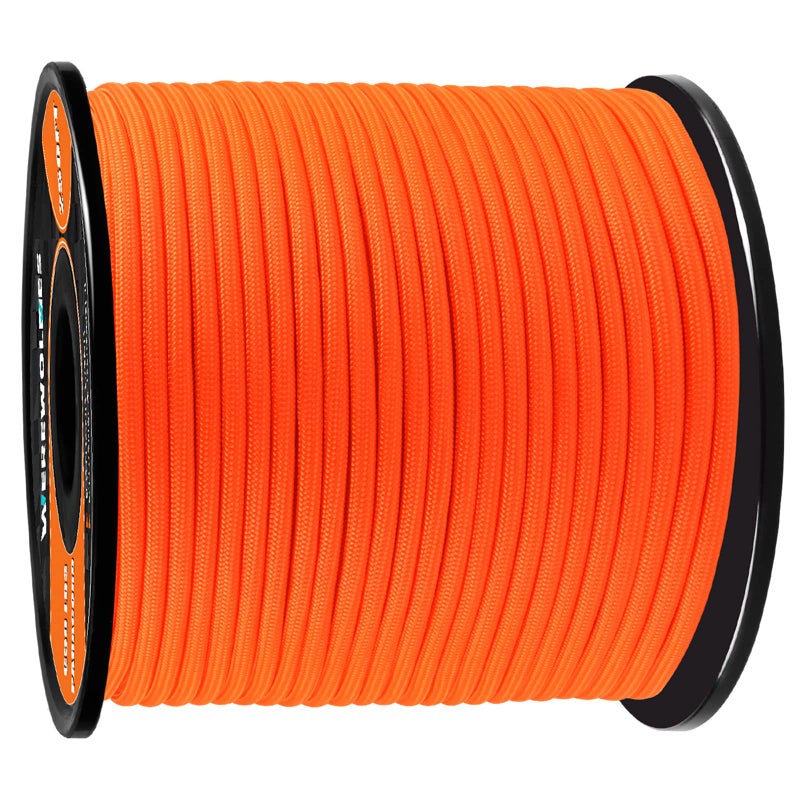 WEREWOLVES 650lb Paracord/Parachute Cord - 9 Strand Paracord Rope - 100', 200' Spools of Parachute Cord, Type III Paracord for Camping, Survival (Neon (Safety) Orange, 100 Feet) - Image 1