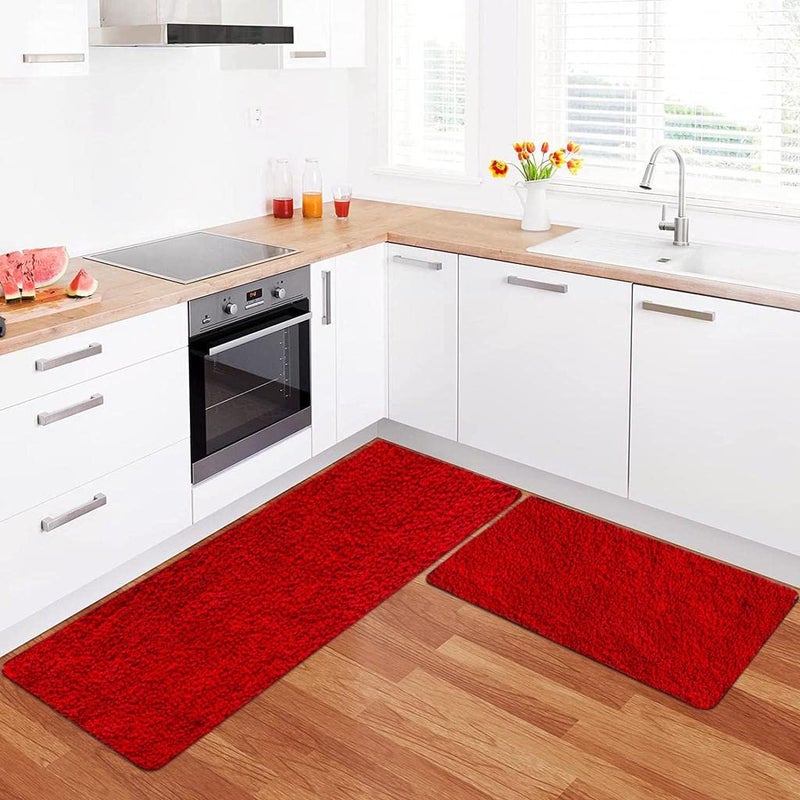 MODERN FAB Soft Kitchen Mat and Runner with Anti Skid Backing,Colour Red (40 x 60 & 40 x 120 cm) Set of 2 - Image 4