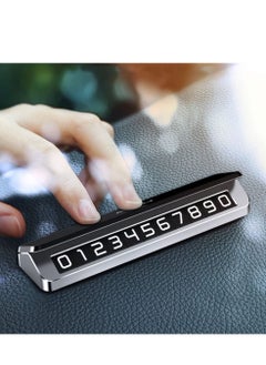 Generic Temporary Parking Plate Universal Flip Temporary Phone Number Plate Car Dashboard Luminous Parking Plate Car Temporary Parking Card Gray  - Image 3