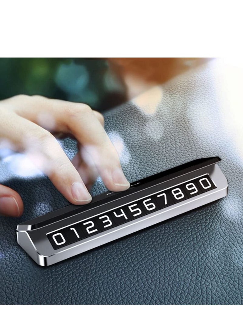 Generic - Temporary Parking Plate Universal Flip Temporary Phone Number Plate Car Dashboard Luminous Parking Plate Car Temporary Parking Card Gray - Image 1