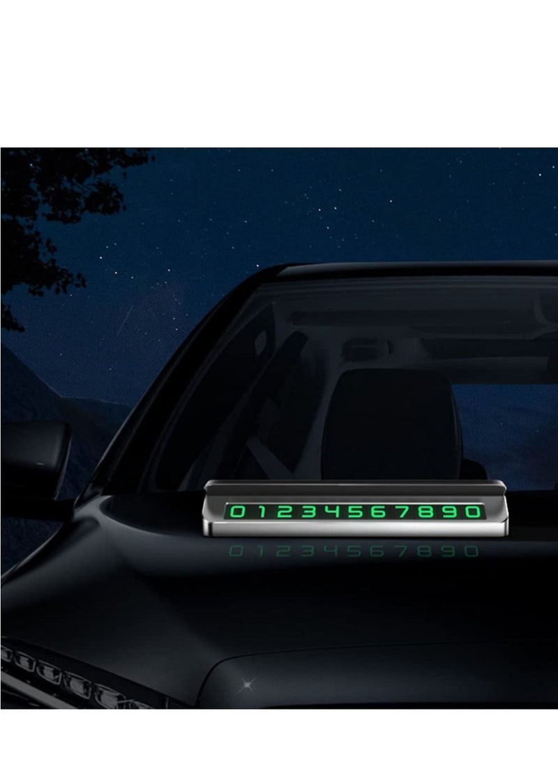 Generic - Temporary Parking Plate Universal Flip Temporary Phone Number Plate Car Dashboard Luminous Parking Plate Car Temporary Parking Card Gray - Image 1