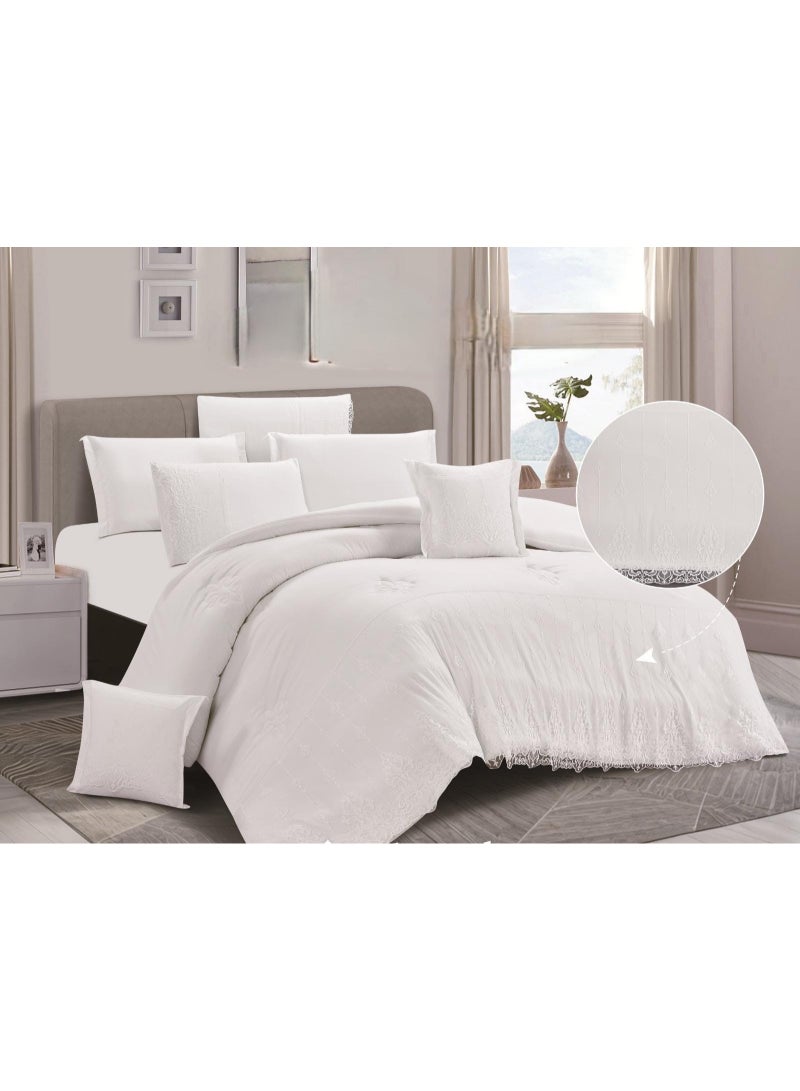 8-Piece Bridal Bedding Set (Double/King Size) – Microfiber with Elegant Lace (240x260 cm)
