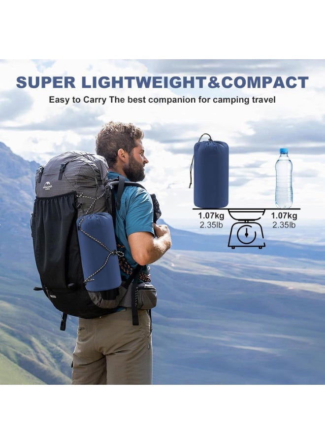 MINGPINHUIUS Camping Sleeping Pad with Pillow: Extra Thick 4.7 Inch Ultra-Light Self Inflating Airpad, Most Comfortable Inflatable Sleep Mattress with Foot Pump for Backpacking, Camp, Hiking, Tent (Navy Blue) - Image 4