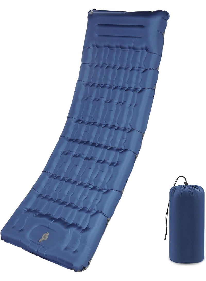 MINGPINHUIUS Camping Sleeping Pad with Pillow: Extra Thick 4.7 Inch Ultra-Light Self Inflating Airpad, Most Comfortable Inflatable Sleep Mattress with Foot Pump for Backpacking, Camp, Hiking, Tent (Navy Blue) - Image 1
