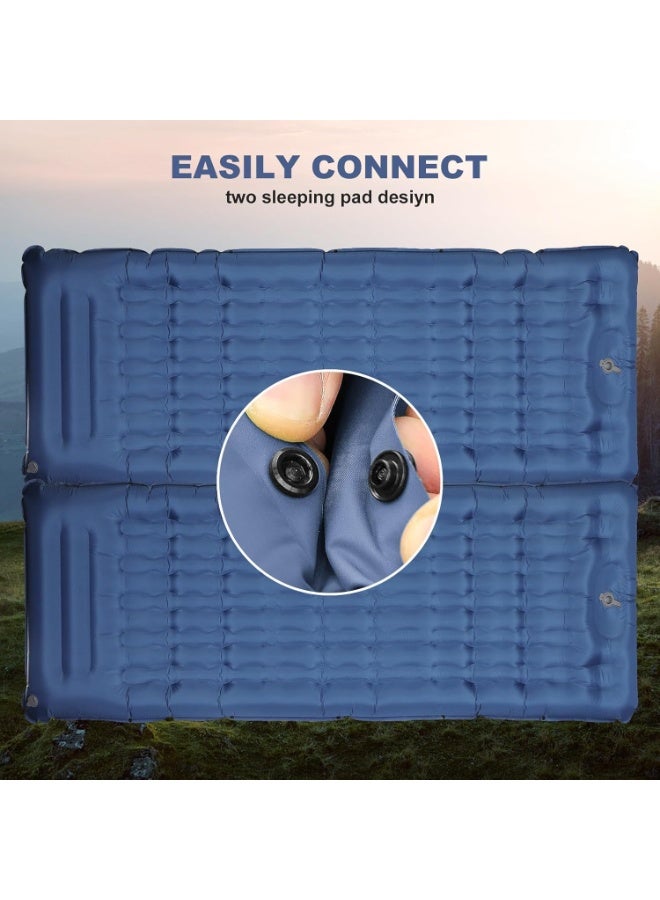 MINGPINHUIUS Camping Sleeping Pad with Pillow: Extra Thick 4.7 Inch Ultra-Light Self Inflating Airpad, Most Comfortable Inflatable Sleep Mattress with Foot Pump for Backpacking, Camp, Hiking, Tent (Navy Blue) - Image 2