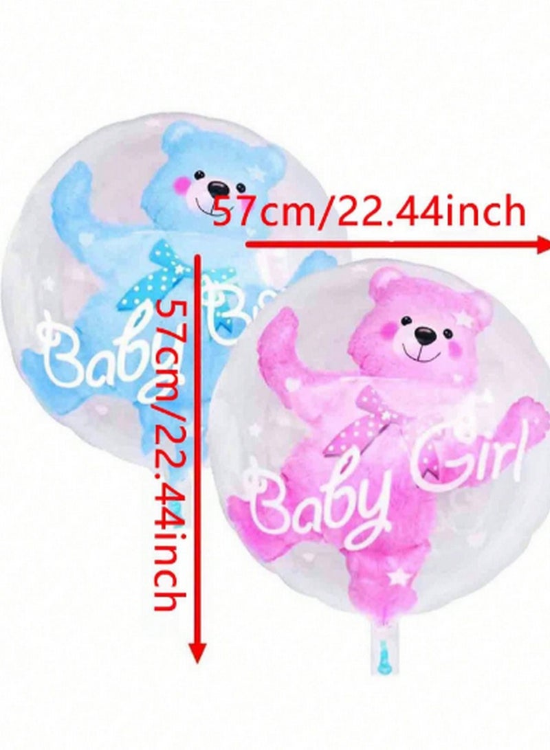 Transparent Balloon with Pink Teddy Bear Inside - "Baby Girl" Celebration Balloon  - Image 3