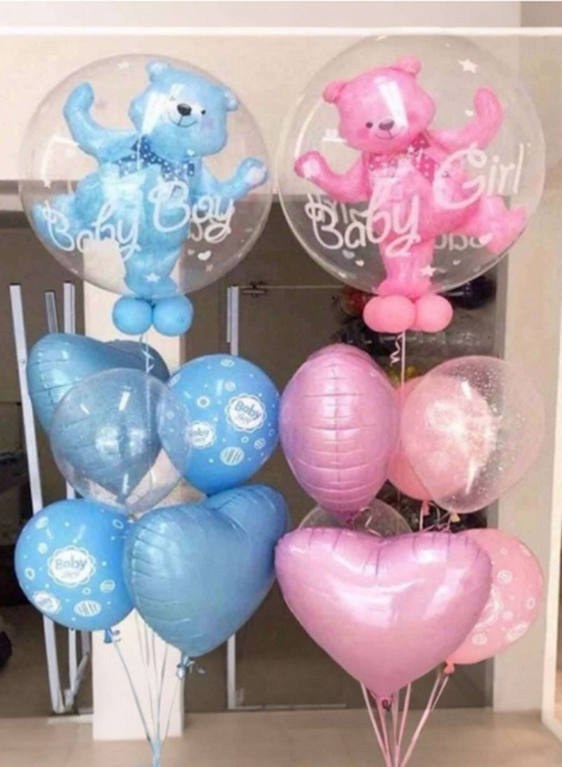 Transparent Balloon with Pink Teddy Bear Inside - "Baby Girl" Celebration Balloon  - Image 2