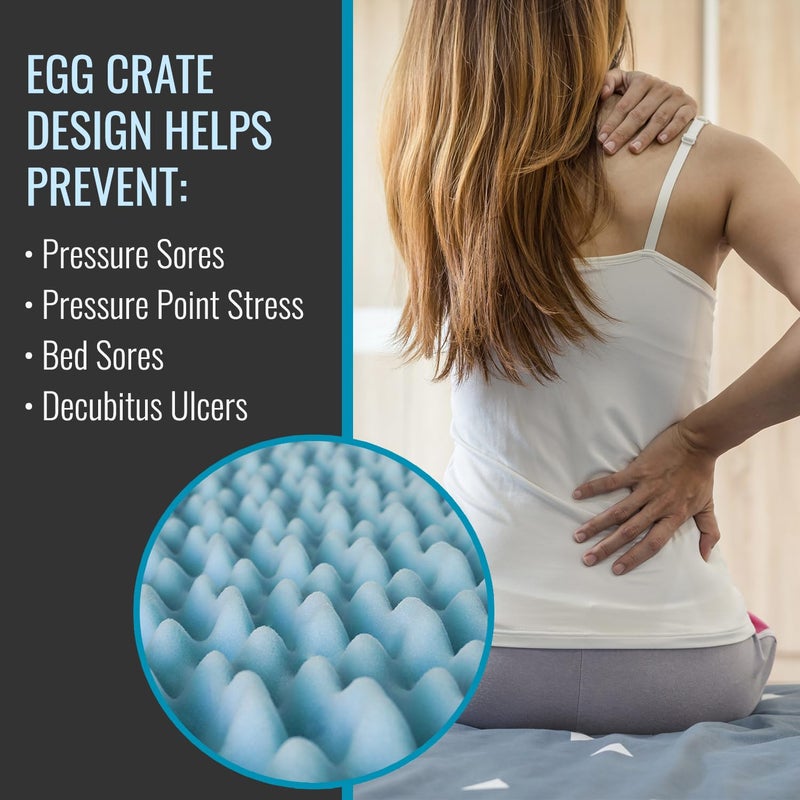 DMI Foam Mattress Topper, Egg Crate Foam Pad, Mattress Pad and Bed Topper for Support, Air Circulation, Pressure Relief and Weight Distribution, Twin Size Mattress, 33 x 72 x 2,Blue - Image 5