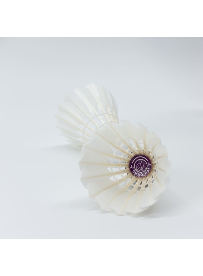 Chaopai Purple Grade B Goose Feather Badminton Shuttlecock Sandwich Cork Head Good Durability Flight Stability for Competition use 12 Pcs per Tube Speed 77 - Image 5