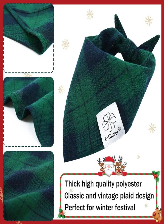 E-Clover Christmas Dog Bandanas Boy & Matching Scrunchie Set Plaid Dog Bibs Scarf Triangle Kerchief Bandana for Medium Large Dogs Birthday Gifts Pet Owner Mom Green Winter - Image 5
