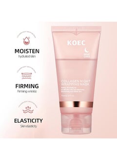 KOEC Collagen Night Wrapping Mask 2.54 fl.oz+Collagen Jelly Cream 100g,Deeply Hydrates,Firming and Glowy - Reduce Sagging and Wrinkle for Glowing Skin,Face Serum Moisturiser - Boosts Skin's Barrier Hydration and Glow,For All Skin Types  - Image 2