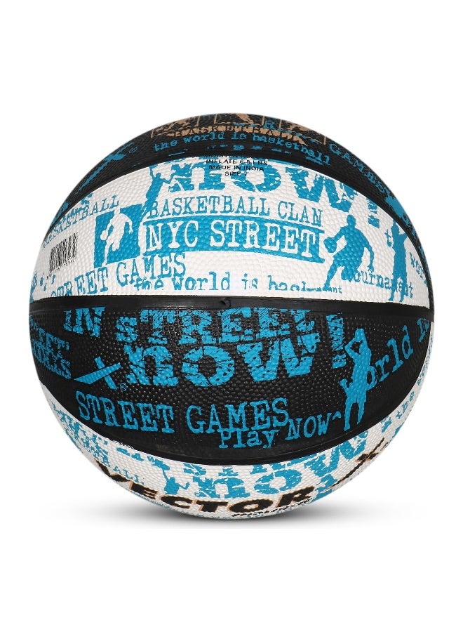 Vector X Power Rubber Basketball – Durable Training & Match Ball with Free Pump & Air Needle, Size 7, Black-White-Blue - Image 5