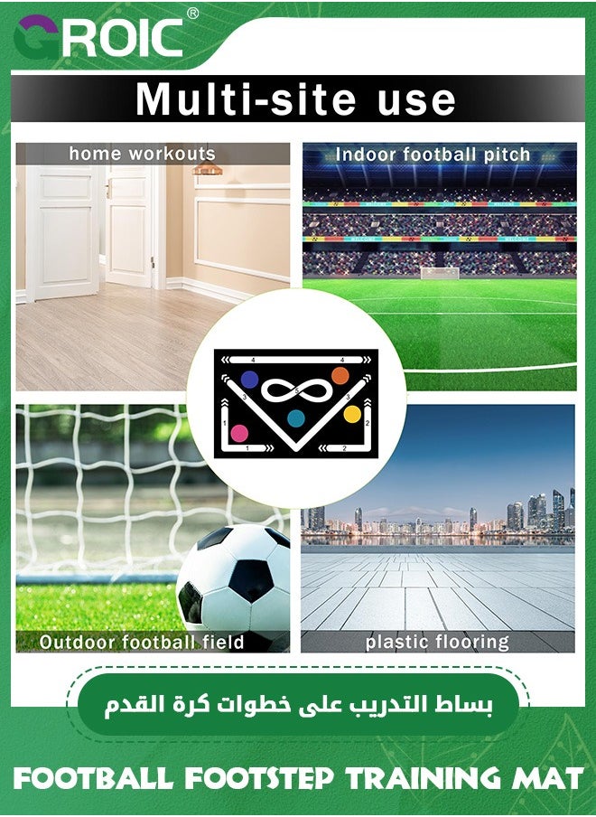 GROIC - Football Footstep Training Set - Football Footstep Training Mat and Anti-Slip Grip Socks, Soccer Training Mat Soccer Workout Equipment Indoor Soccer Skills Drills Pad Soccer Train Mat (90*60cm) - Image 1