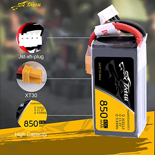 Tattu 850mAh 11.1V 45C 3S LiPo Battery Pack with XT30 Plug for Multirotor FPV 150 180 Size Quadcopter - Image 3