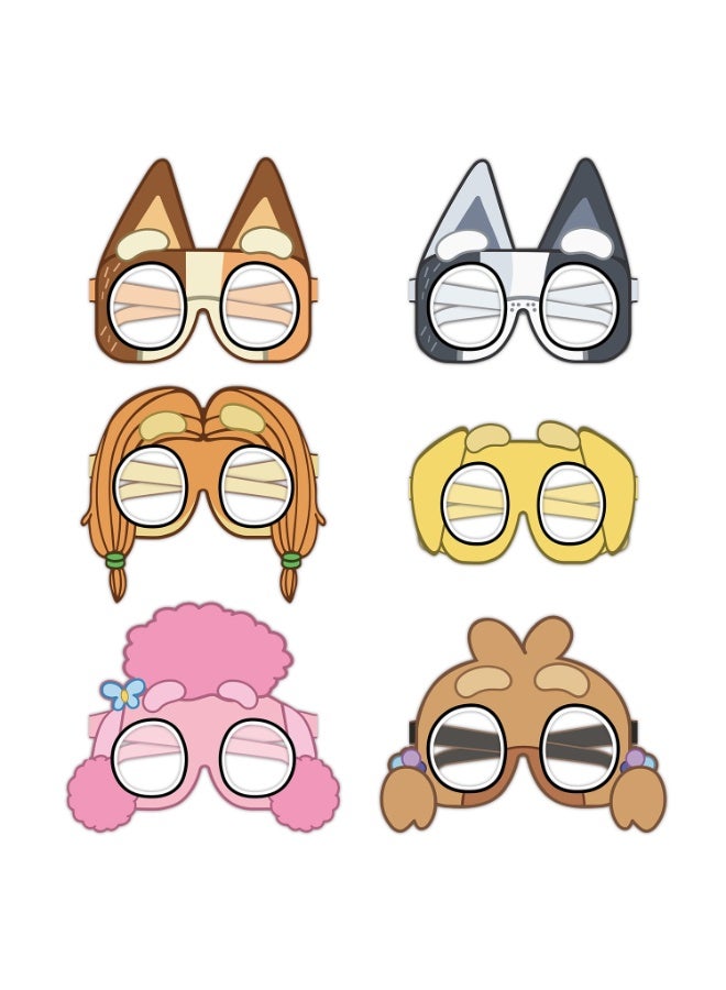 ILovhaprty 24pcs Bluey Paper Glasses - Family Fun Party Favors, 6 Designs Cartoon Eye Masks for Kids, Birthday Party Supplies, Photo Booth Props, Cute Costume Glasses for Bluey Birthday Decoration Supplies - Image 1