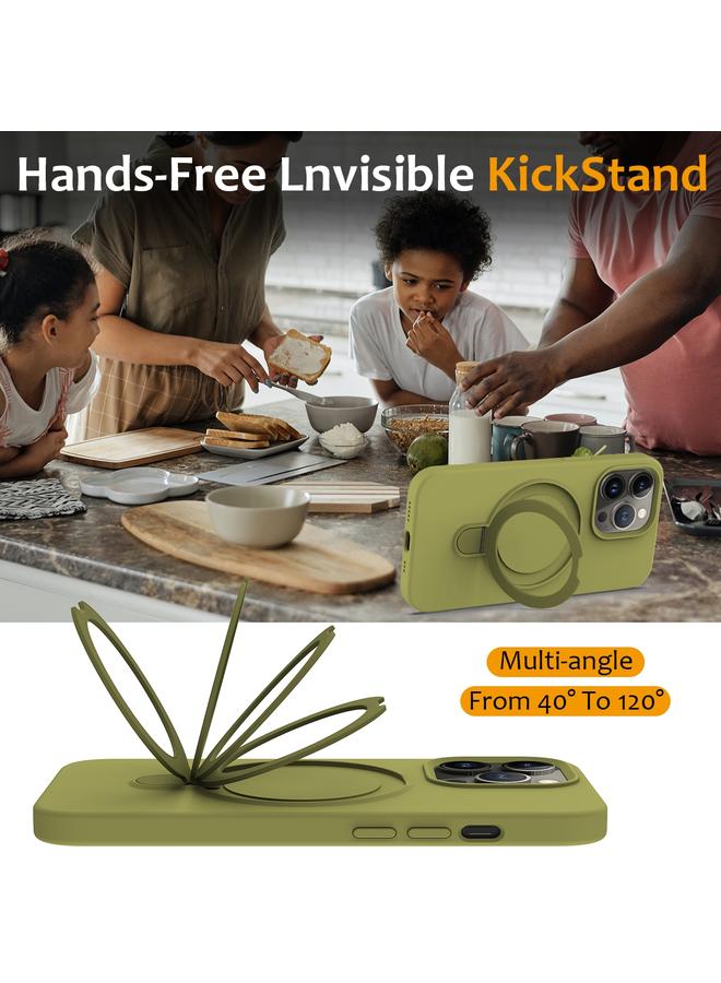 Zaboon Case For iPhone 13 Pro Max Liquid Silicone MagSafe Magnetic Phone Case with Ring Holder - Image 5