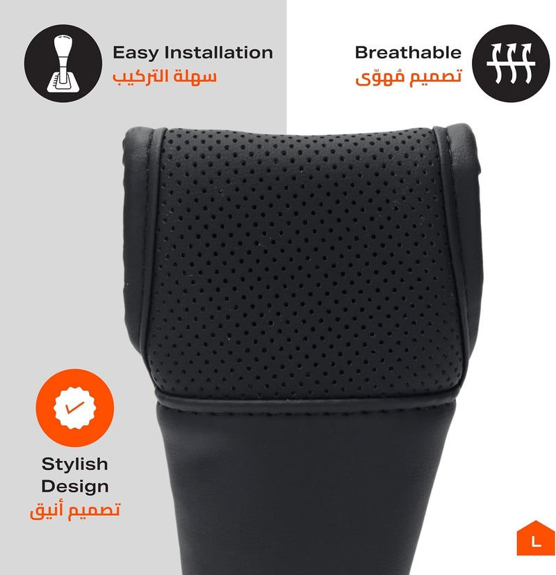 Car Gear Shift Cover - Universal Interior Gear Stick and Knob Protector with Adjustable Velcro, Breathable Anti-Slip Padded Design, Durable Black Car Accessory for Trucks, SUVs & Most Cars - Image 5