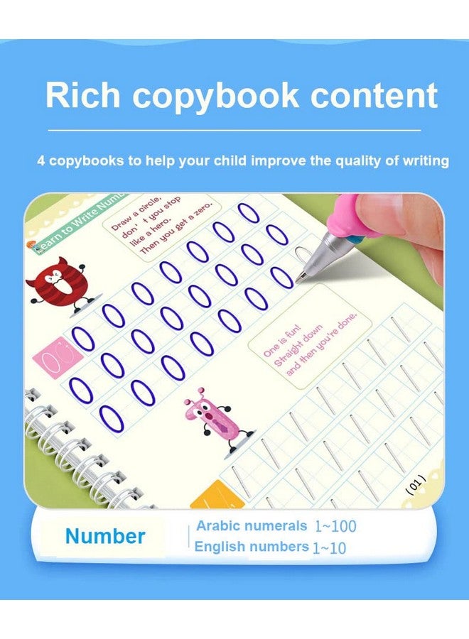 VGRASSP Magic Practice Copybook for Preschoolers, Number & Letter Tracing Book (4 Book + Pen + 10 Refill + Grip) - Image 5