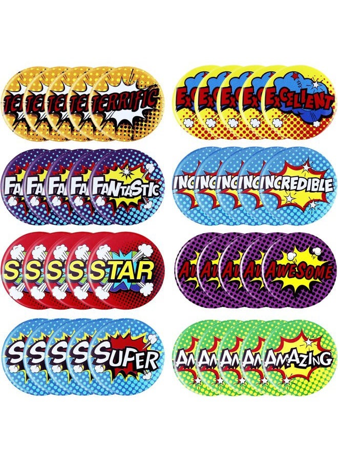Grandslam 96 Pieces Recognition Pins Mini Button Pins Button Badge Encouraging Recognition Buttons Positive Badges Hero Buttons for Party Supplies, 8 Styles - Image 1
