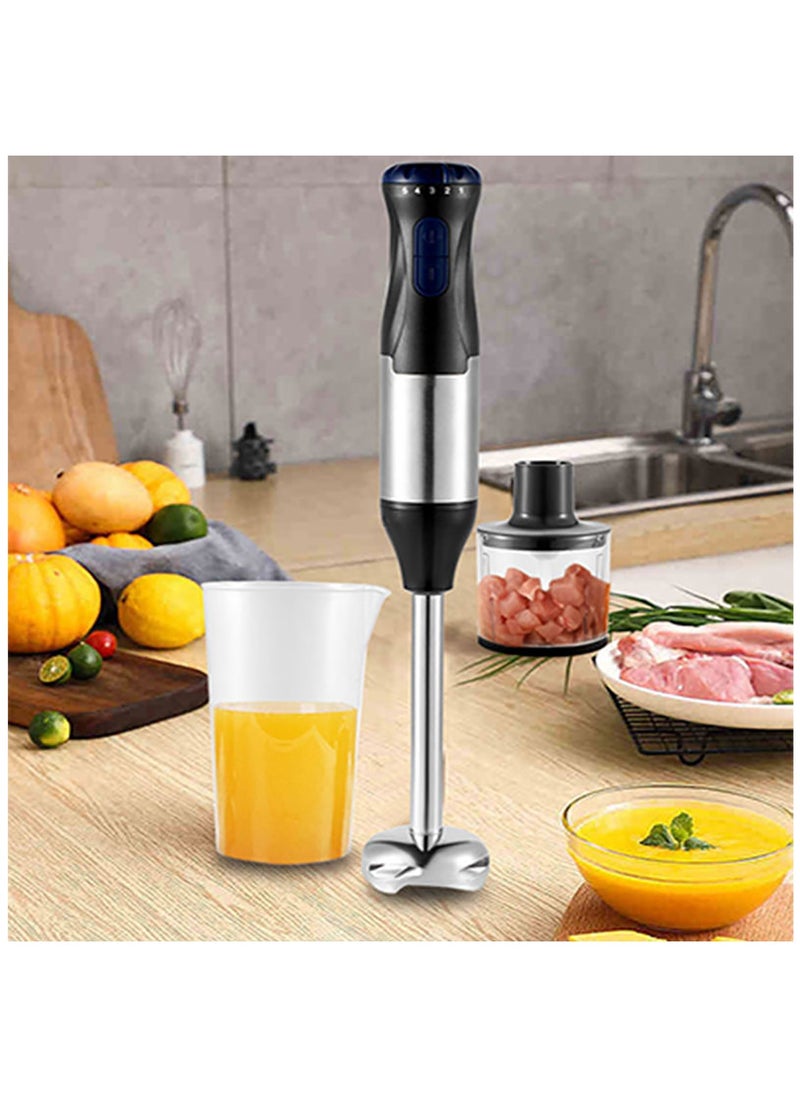 Generic - 1000W 4 In 1 Stainless Steel Handheld Blender Multipurpose Blender Kit 5 Speeds with 700ML Mixing Cup and 500ML Meat Grinding Bowl - Image 1