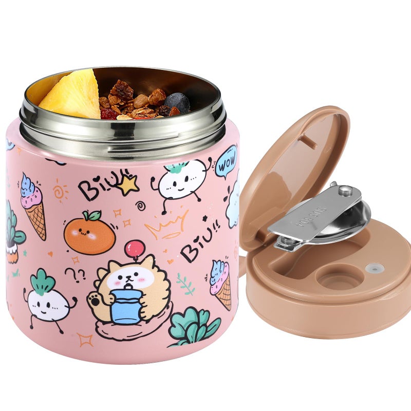 eedabros 15.2oz Kids Thermo Food Jar - Insulated Stainless Steel Lunch Container with Handle & Foldable Spoon, Hot & Cold Toddler Thermo Jar for Boys School Lunch Box - Image 1