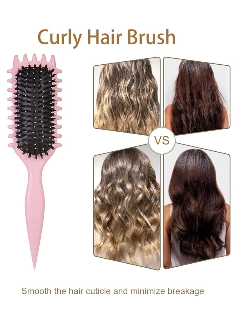 فرشاة تحديد التجعيدات 3 في 1، فرشاة تصفيف الشعر المجعد، تقلل من السحب والفصل المجعد، فرشاة تحديد تموجات الشعر، تشكيل وتحديد التجعيدات متعدد الالوان