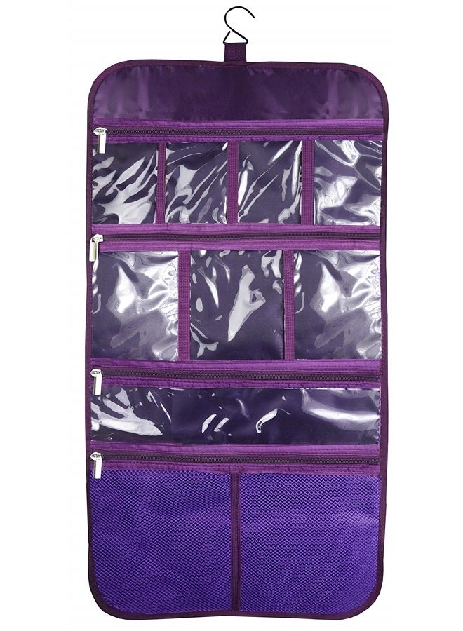 Freegrace Premium Hanging Toiletry Travel Bag - Cosmetic, Jewelry, Toiletry & Accessory Storage Organizer Bag, Large Size, Various Compartments (Purple) - Image 1