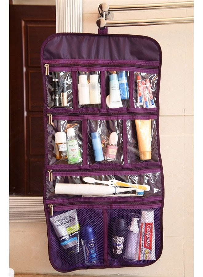 Freegrace Premium Hanging Toiletry Travel Bag - Cosmetic, Jewelry, Toiletry & Accessory Storage Organizer Bag, Large Size, Various Compartments (Purple) - Image 2