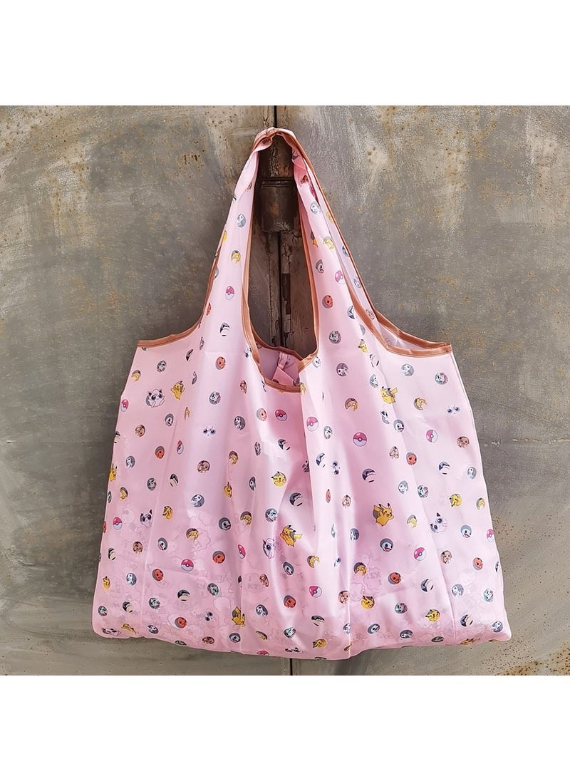 Generic 1 x 5 pcs Foldable Eco-Friendly Large Oxford Shopping Tote Pink Circle 