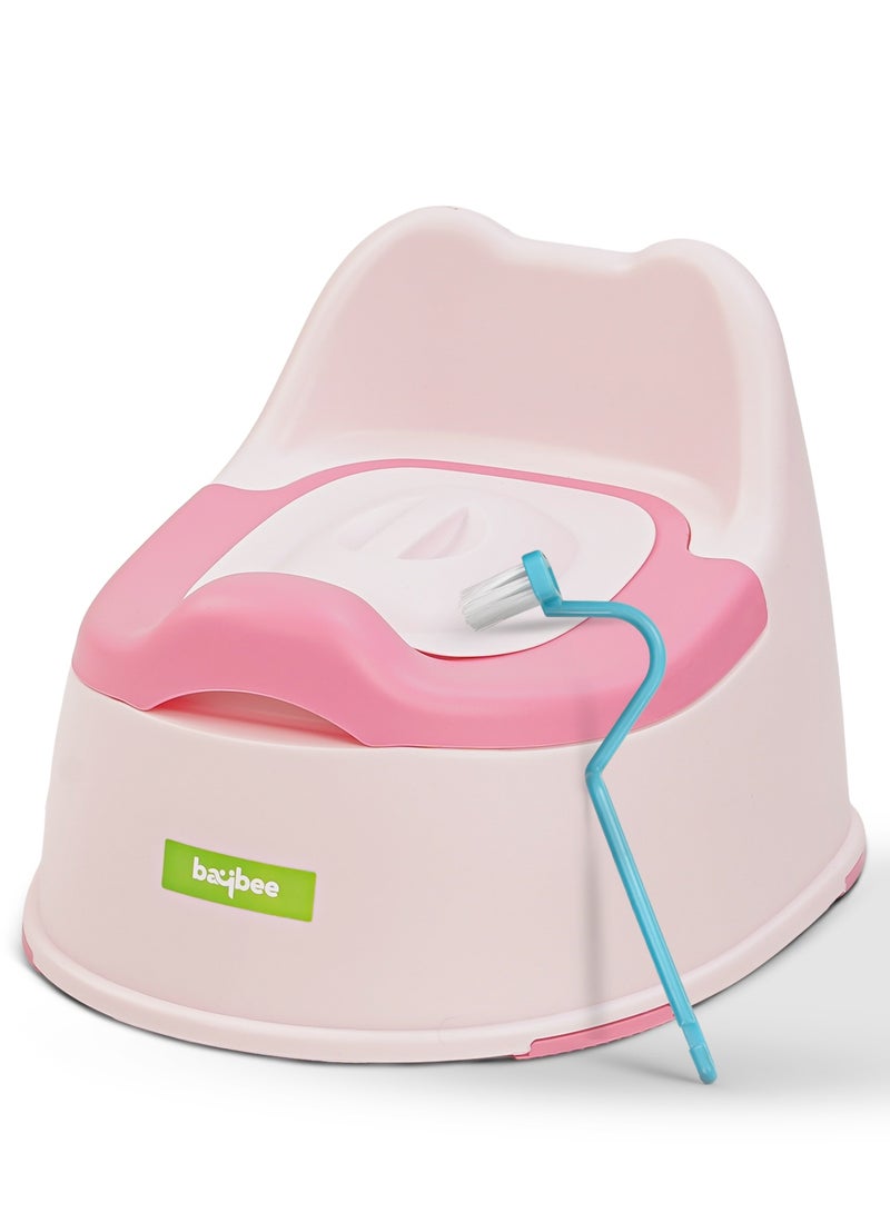 Baybee Baby Potty Training Seats | Potty seat for Kids-Potty Toilet Seat with Removable Tray, Soft Cushion & Cleaning Brush | Toddler Toilet Seat 0 to 5 years Boys & Girls (Pink) - Image 1