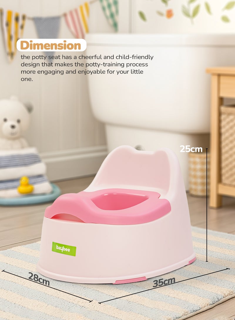 Baybee Baby Potty Training Seats | Potty seat for Kids-Potty Toilet Seat with Removable Tray, Soft Cushion & Cleaning Brush | Toddler Toilet Seat 0 to 5 years Boys & Girls (Pink) - Image 3