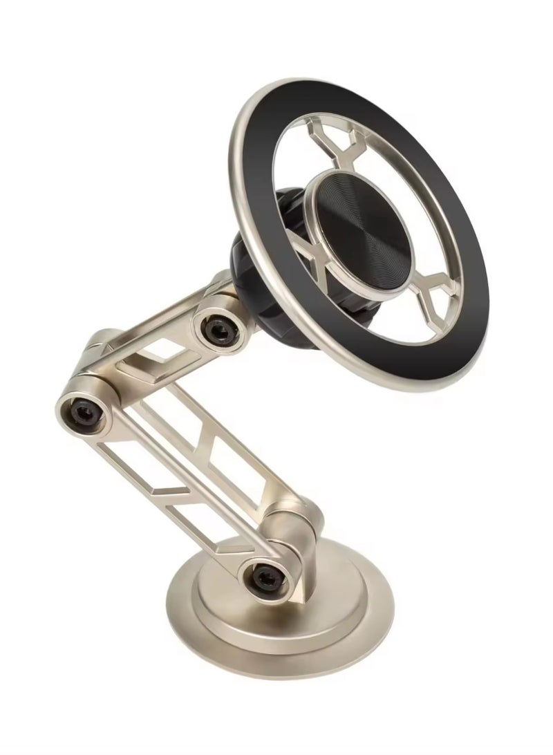 Alloy Magnetic Car Phone Holder - Strong, Stable Mount with 180-Degree Rotation, Folding Robotic Arm Bracket for Dashboard (Silver) - Image 1