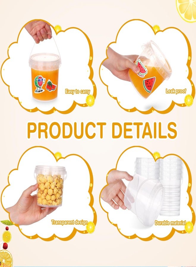مويلوم 30 دلو مشروبات للحفلات مع أغطية وماصات، علب بلاستيكية شفافة للمشروبات، دلو للاستخدام مرة واحدة مع 50 ملصق بطيخ لحفلات النزهات بجانب المسبح - Image 4
