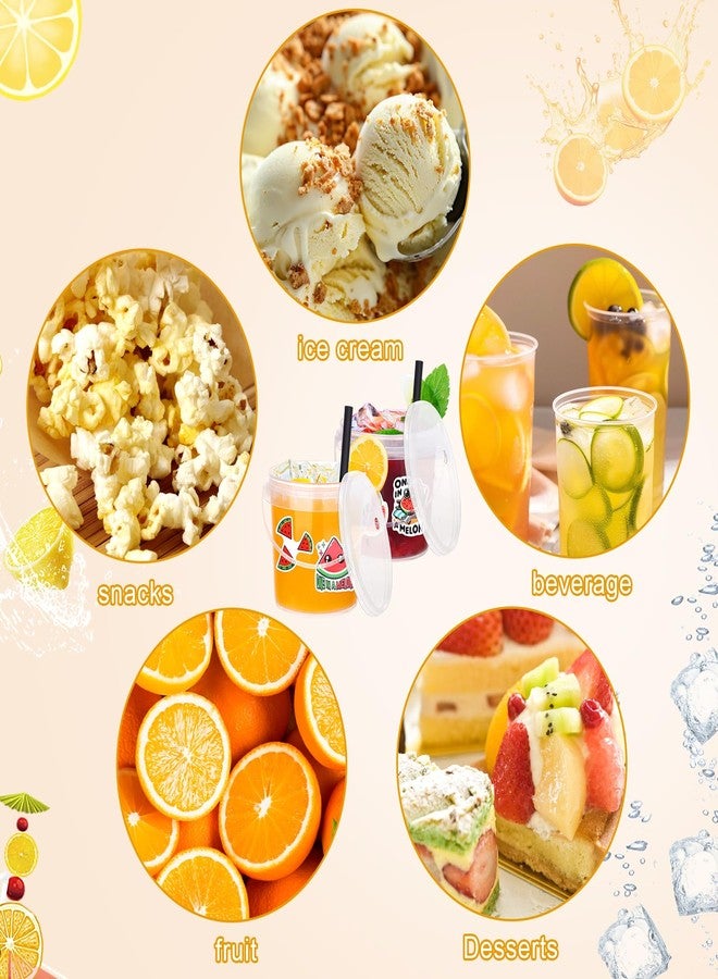 مويلوم 30 دلو مشروبات للحفلات مع أغطية وماصات، علب بلاستيكية شفافة للمشروبات، دلو للاستخدام مرة واحدة مع 50 ملصق بطيخ لحفلات النزهات بجانب المسبح - Image 5