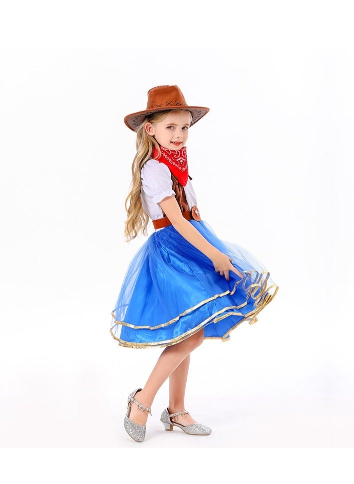 xppier Girl's Cowboy Costume, Girl's Cowgirl Costume, Cowboy Girl Costume, Cowboy Girl Costume, Carnival Cowboy Costume, Child, Halloween Cowboy Costume, Child Costume, 6-8 Years - Image 4