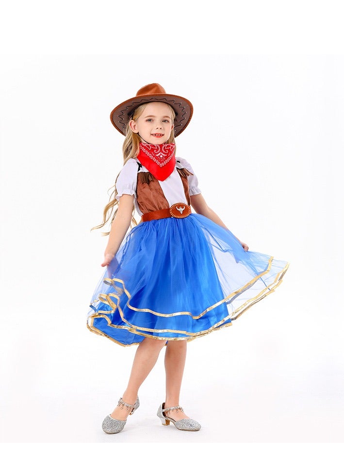 xppier Girl's Cowboy Costume, Girl's Cowgirl Costume, Cowboy Girl Costume, Cowboy Girl Costume, Carnival Cowboy Costume, Child, Halloween Cowboy Costume, Child Costume, 6-8 Years - Image 5
