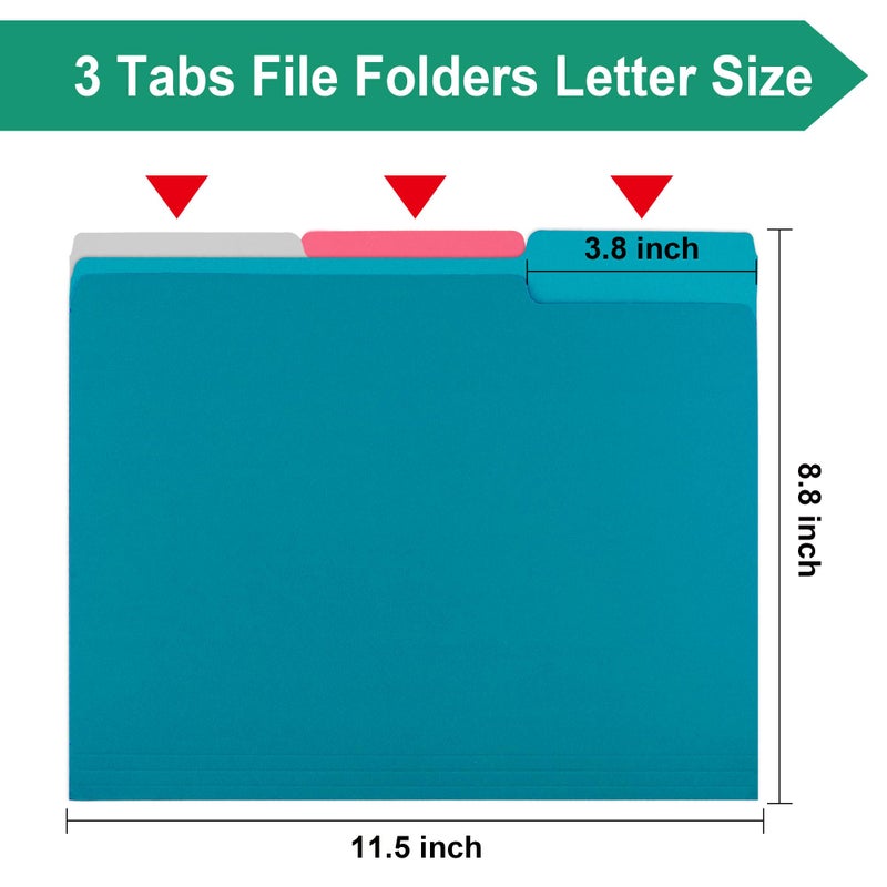 pmybupo File Folders Letter Size,18 Pack Sapphire Blue Folders 8.5x11 1/3-Cut Tabs,Colored File Folders Office Home School for Documents Files Paper - Image 2