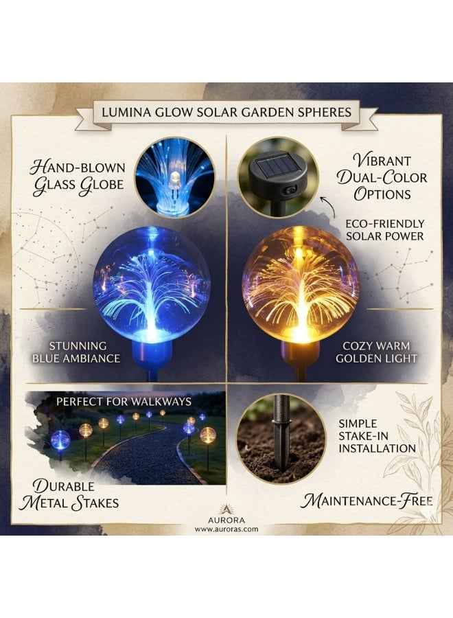 Solar Garden Lights, Outdoor Waterproof 8 Color Changing LED Fairy Lights with Fiber Optic Balls, Auto On/Off, 2 Pack - Image 4