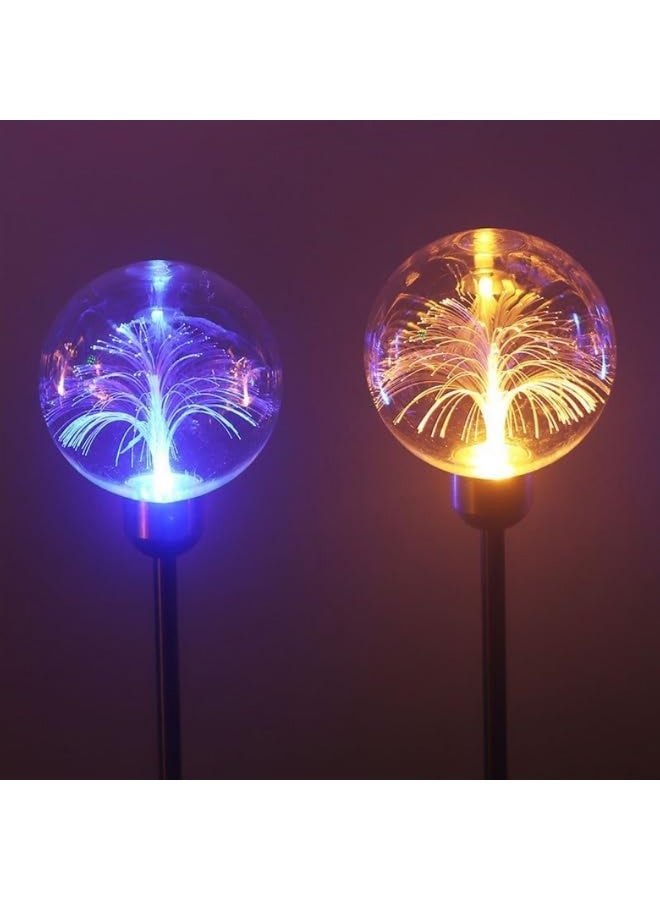 Solar Garden Lights, Outdoor Waterproof 8 Color Changing LED Fairy Lights with Fiber Optic Balls, Auto On/Off, 2 Pack - Image 1
