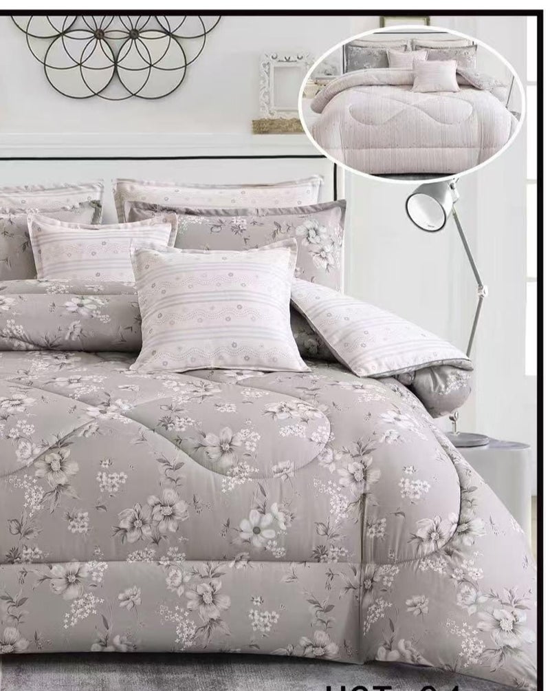 Modern 8-piece floral bedspread set for a double bed (260x240 cm). - Image 2