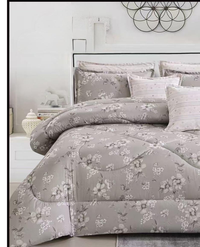 Modern 8-piece floral bedspread set for a double bed (260x240 cm). - Image 3