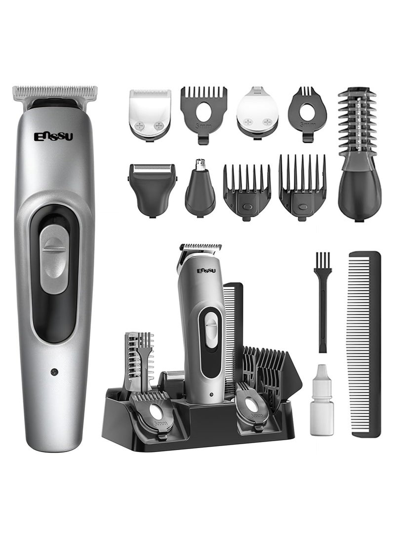 ENSSU Hair Trimmer for Men, 6-in-1 Cordless Body Grooming Kit with Hair Clippers, Beard, Ear & Nose Trimmer, Rechargeable Electric Razor Shaver - Image 1